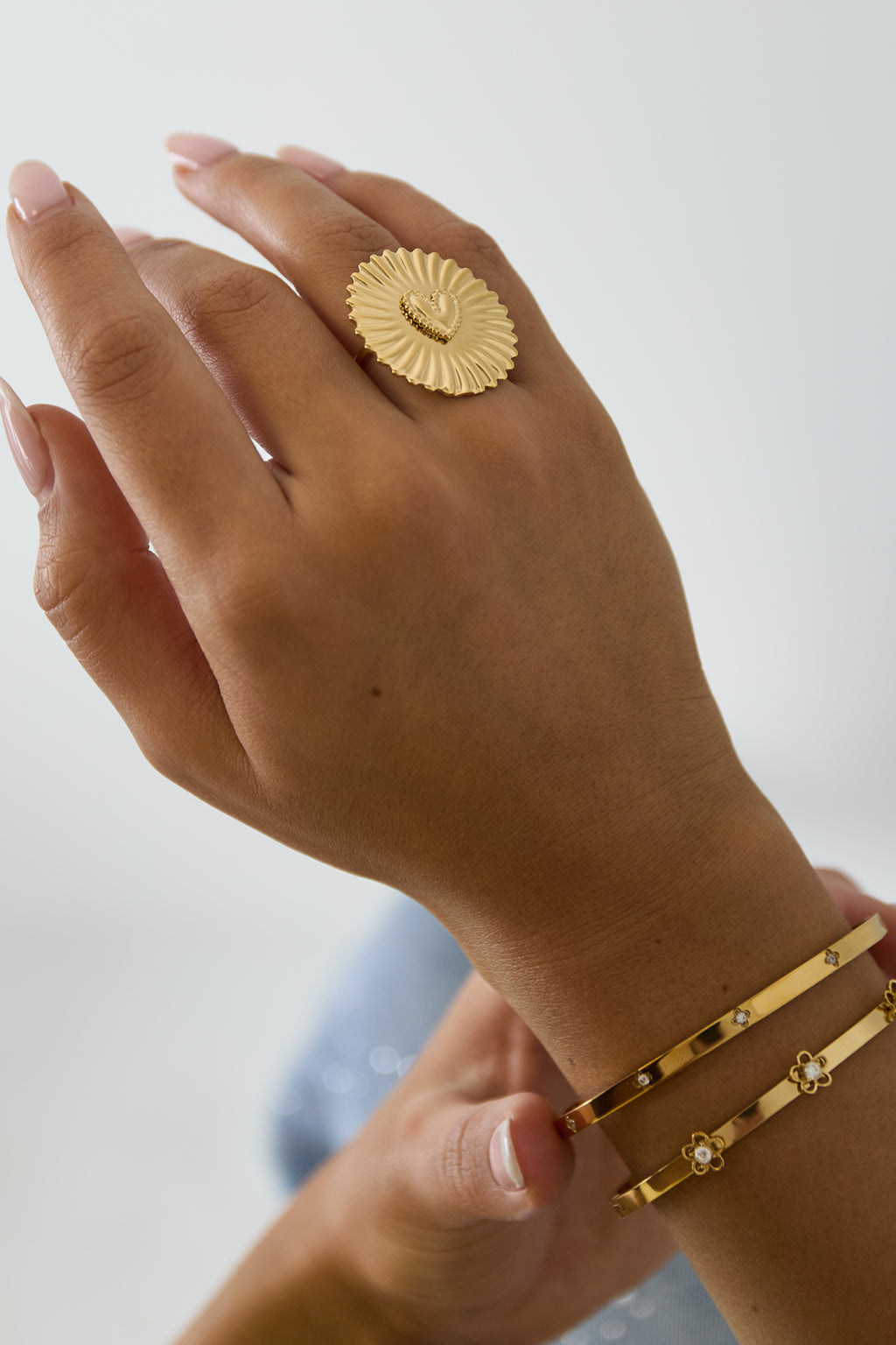 Anillo ajustable Vintage Heart Gold