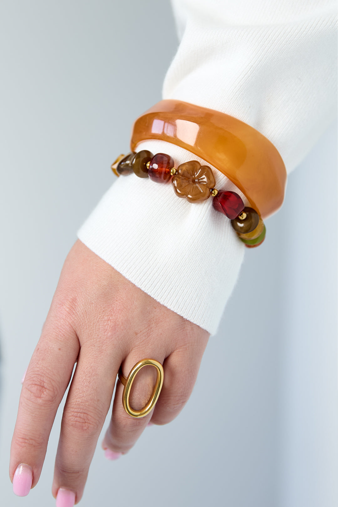 Pulseras de cuentas acrílicas flor