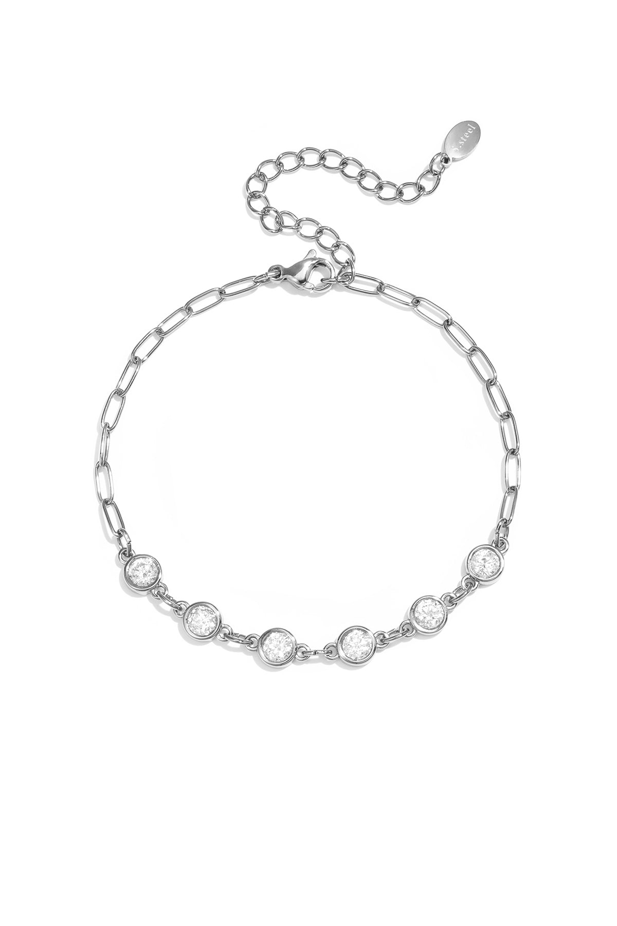Pulsera de eslabones con piedras redondas de circonita cúbica