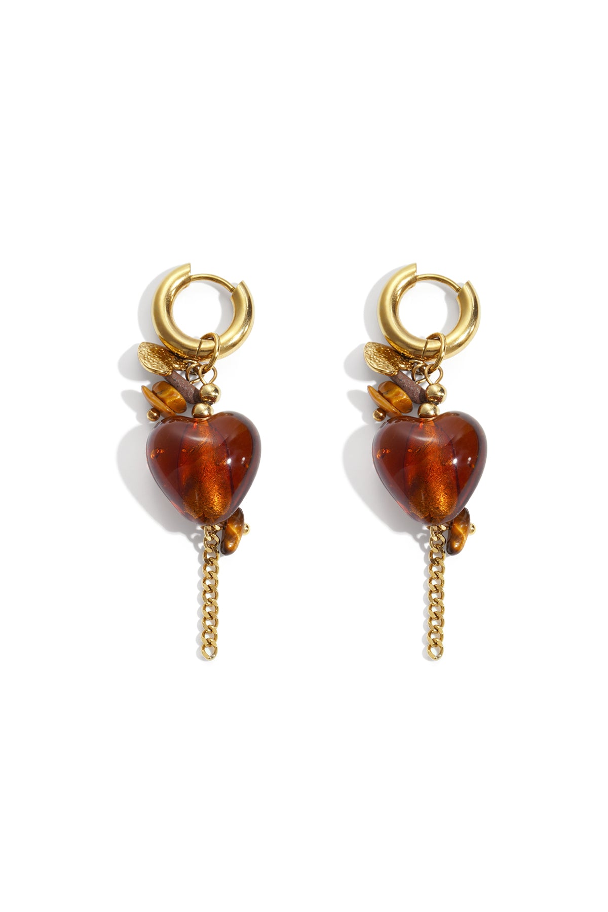 Pendientes colgantes de acero inoxidable con forma de corazón