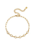 Pulsera de eslabones con piedras redondas de circonita cúbica