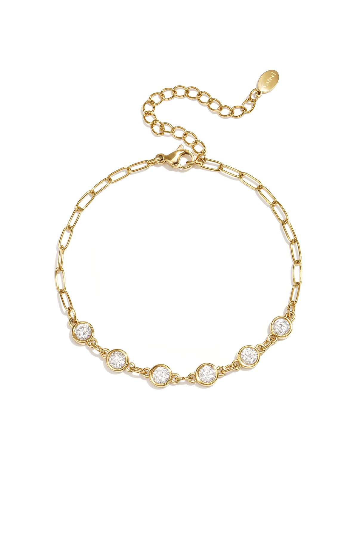Pulsera de eslabones con piedras redondas de circonita cúbica