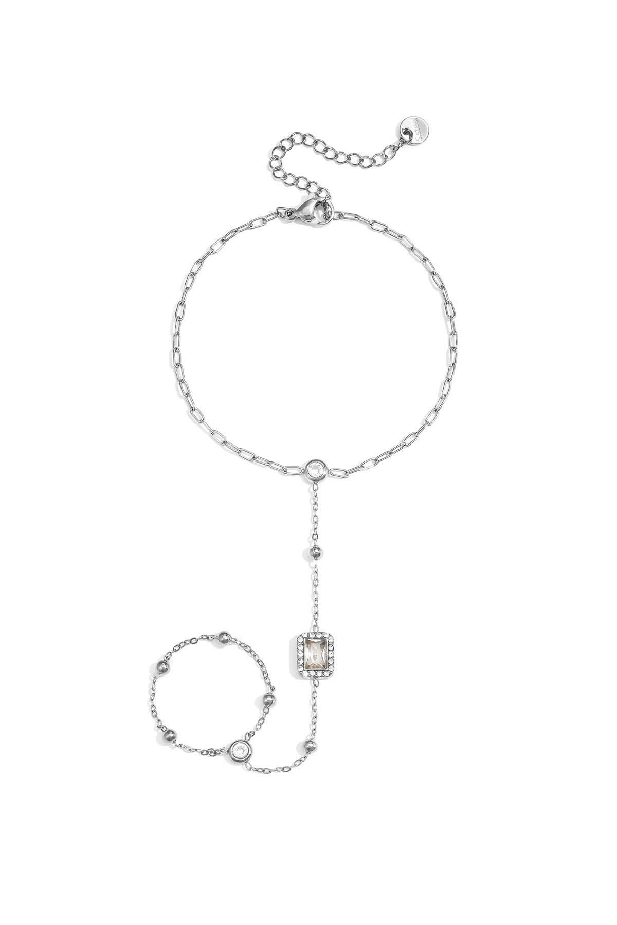 Cadena de mano con piedra decorativa enmarcada