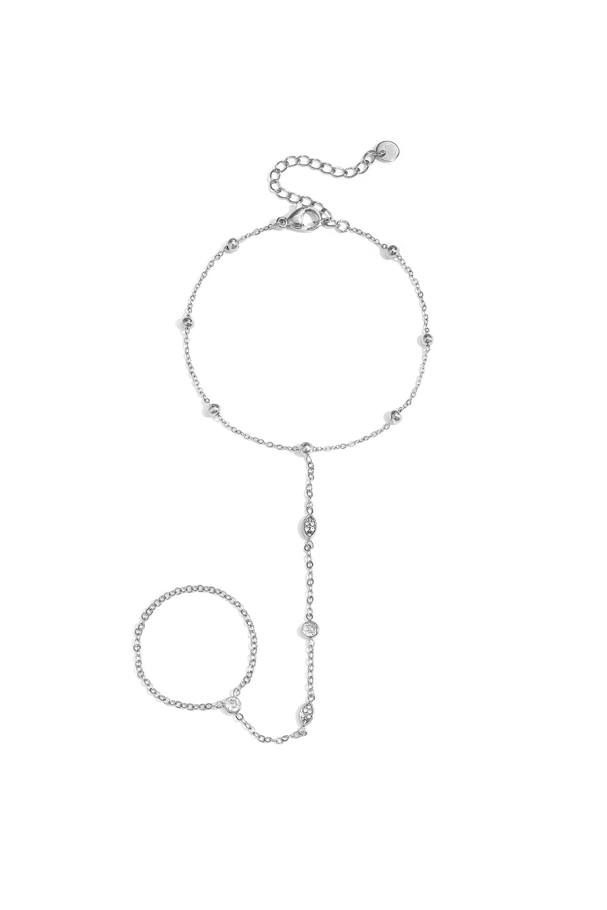 Cadena de mano con piedras ovaladas y redondas