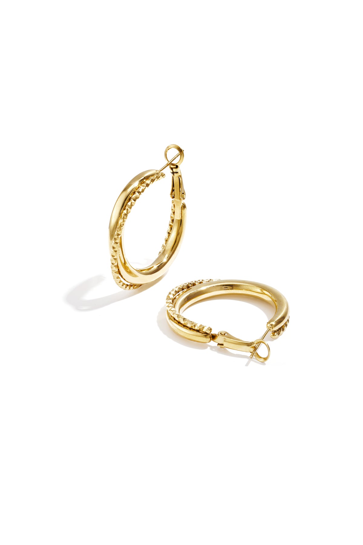 Pendientes de doble aro con detalle torcido