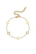 Pulsera con dijes trébol chapada en oro de 14 quilates