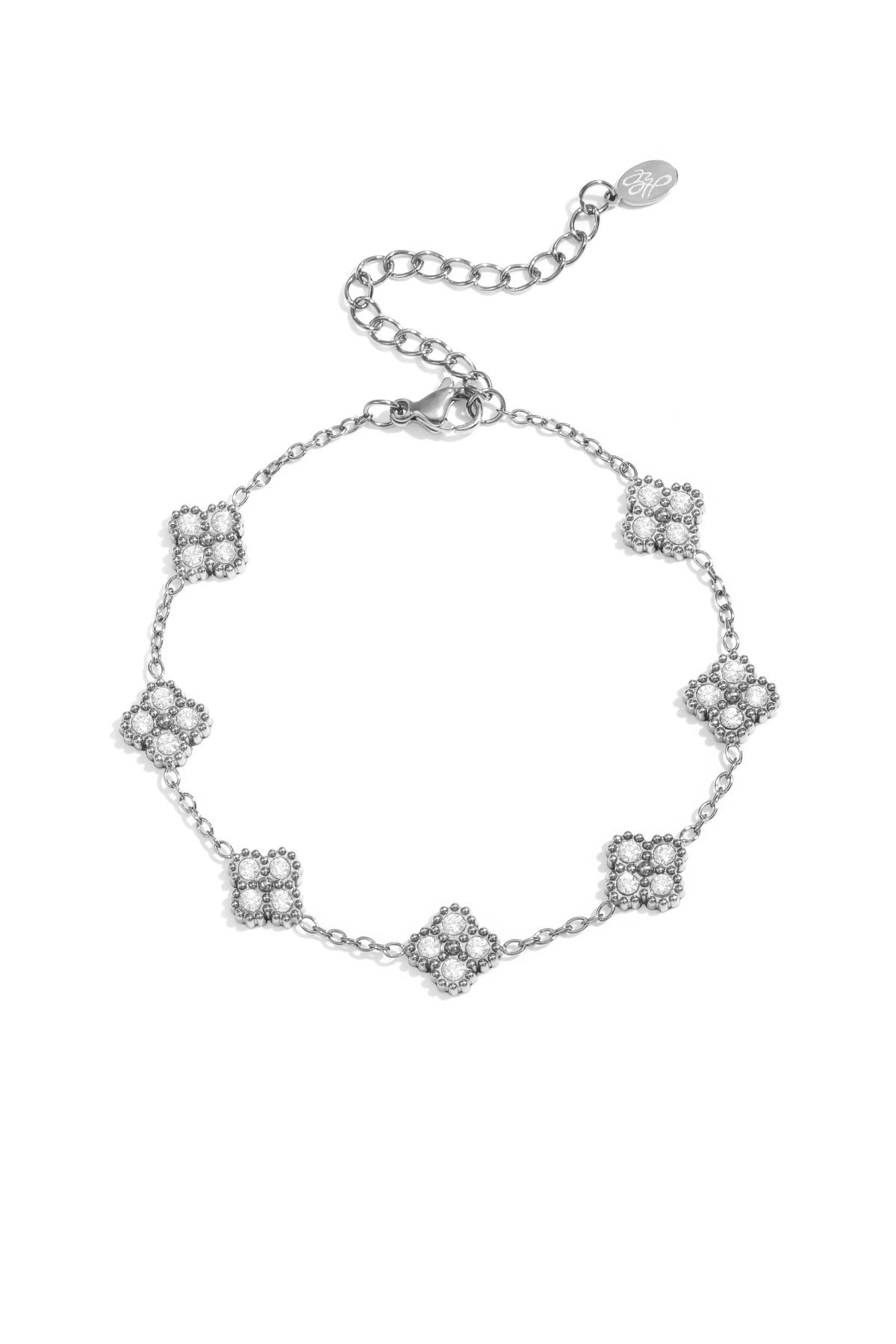 Pulsera con tréboles engastados con circonitas