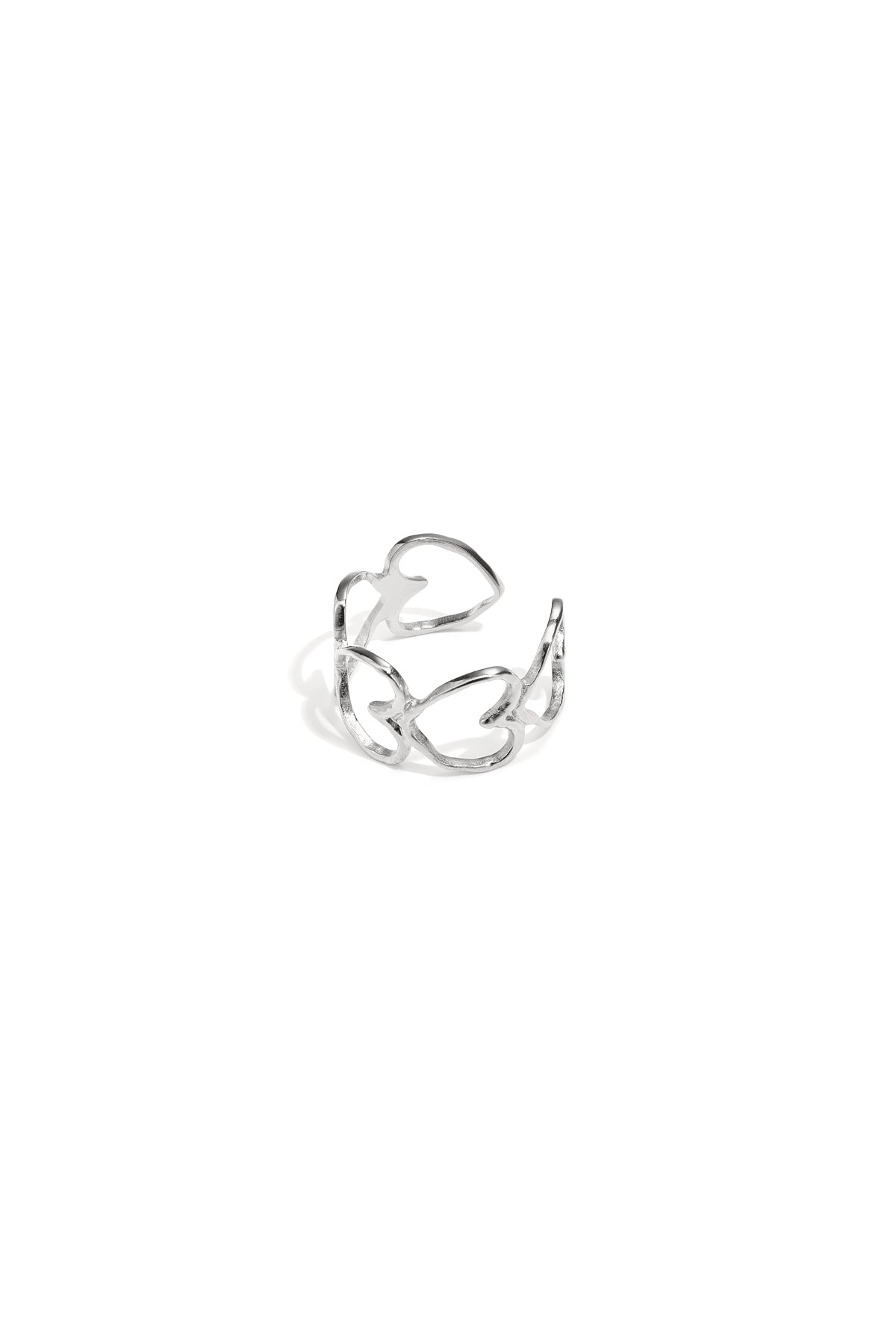 Elegant Adjustable Heart Statement Ring in Silver and Gold