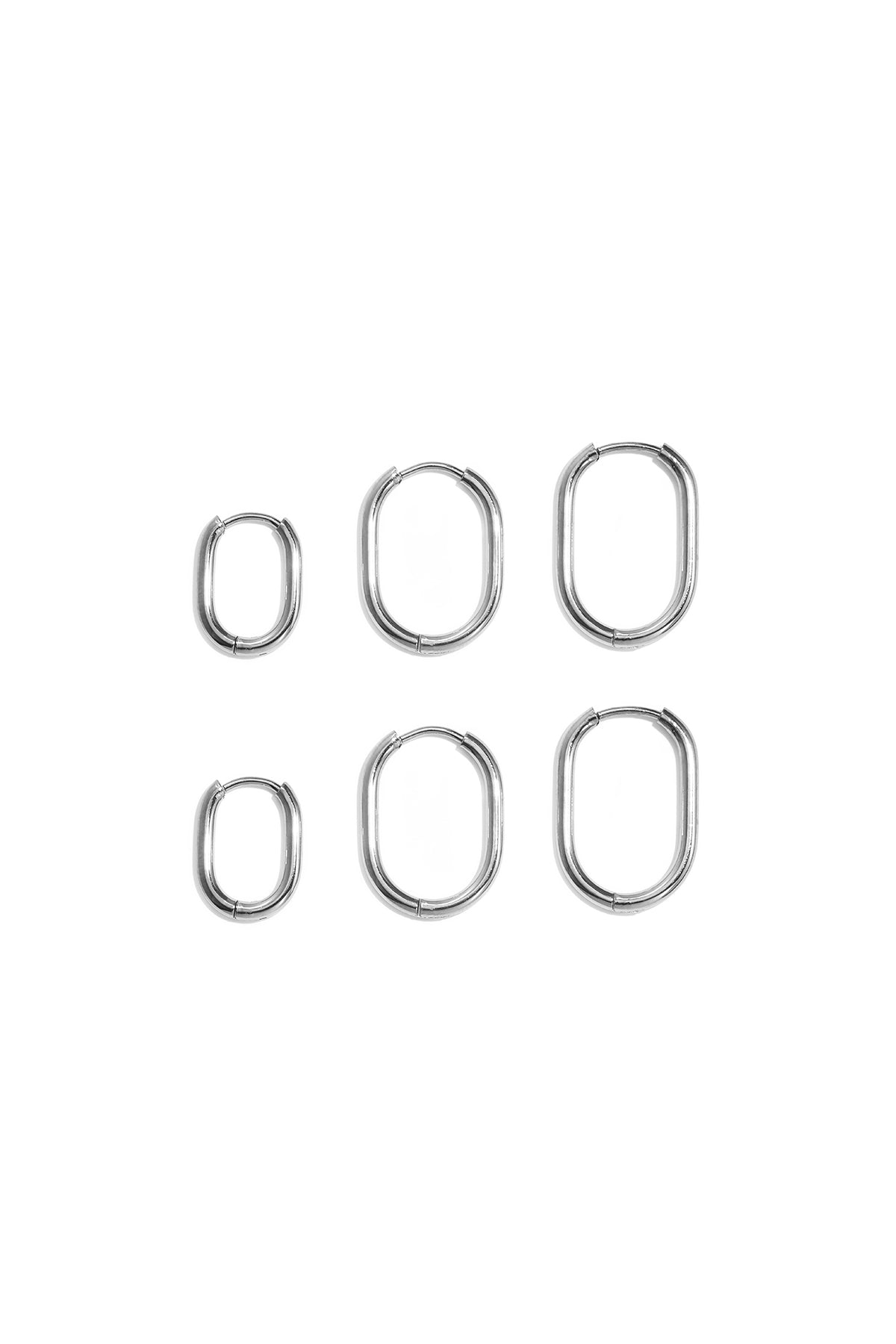 Conjunto de pendientes de acero inoxidable con forma geométrica