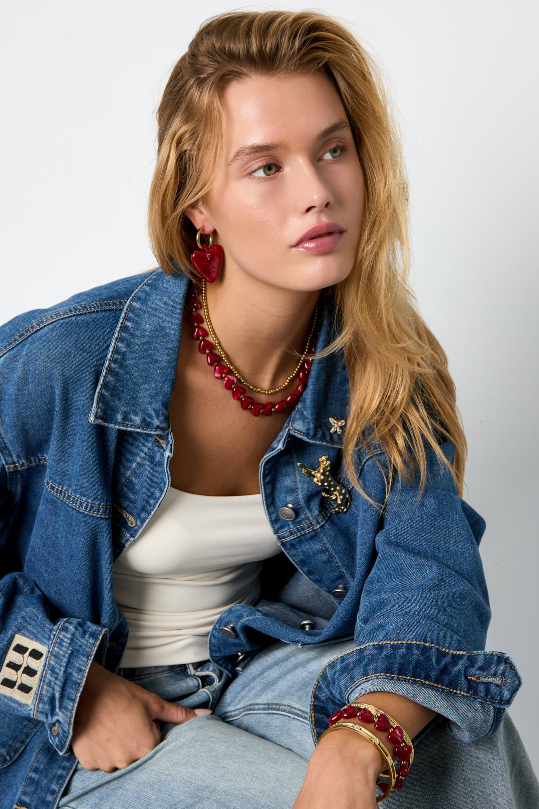 Collar cuentas corazones