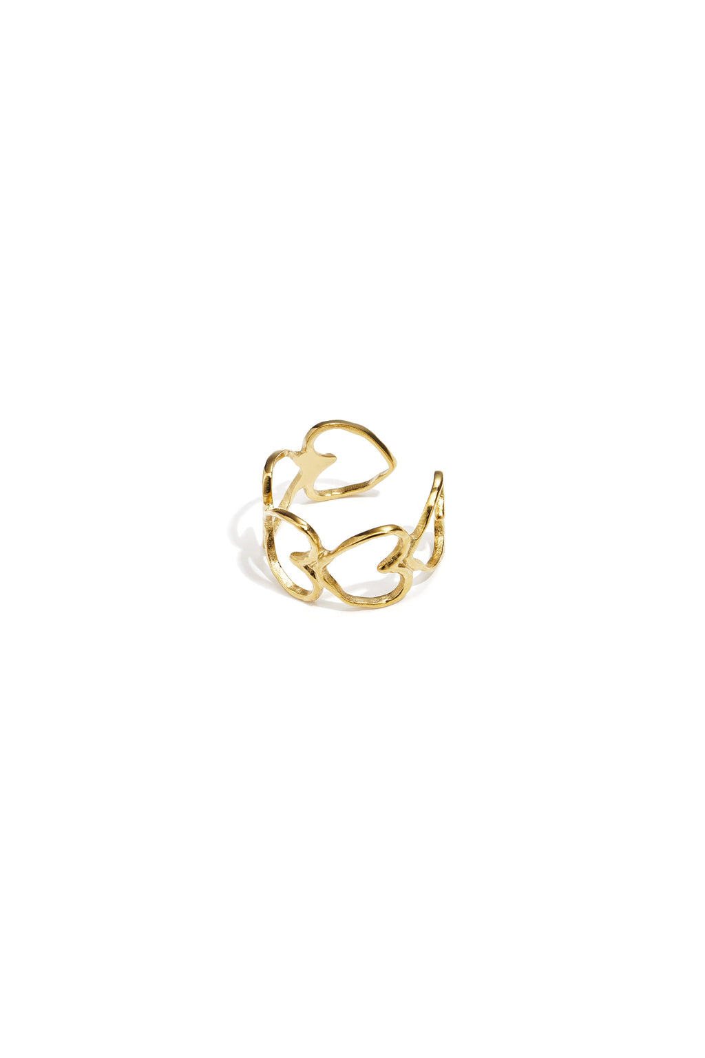 Elegant Adjustable Heart Statement Ring in Silver and Gold