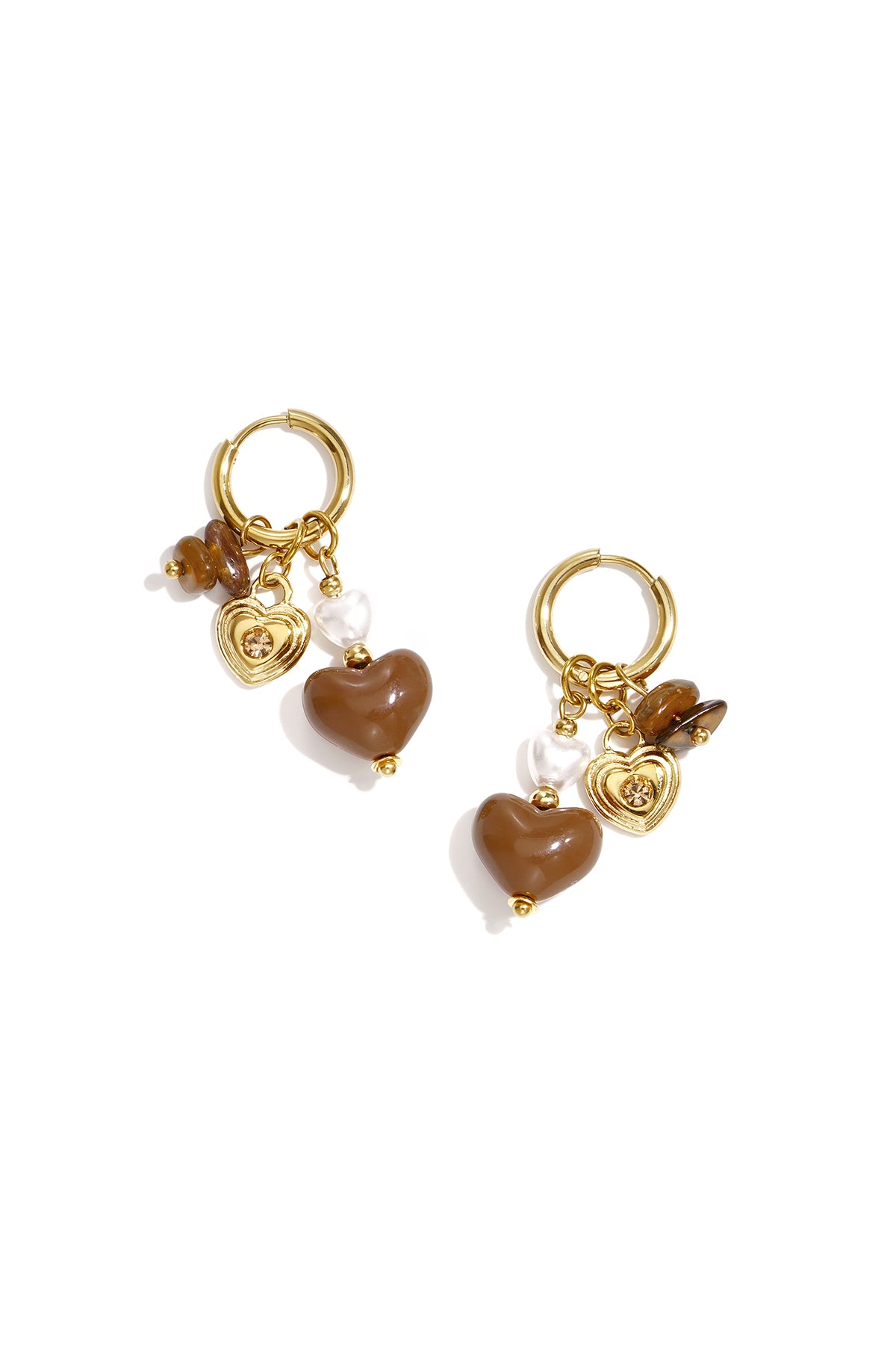 Pendientes con cuentas en forma de corazón