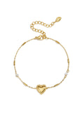 Pulsera con perla, piedra y corazón llamativo