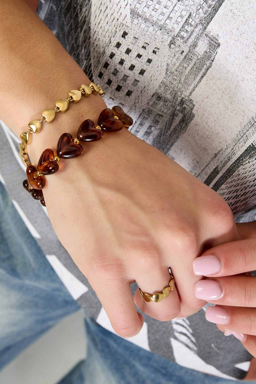 Pulsera Cuentas Corazones