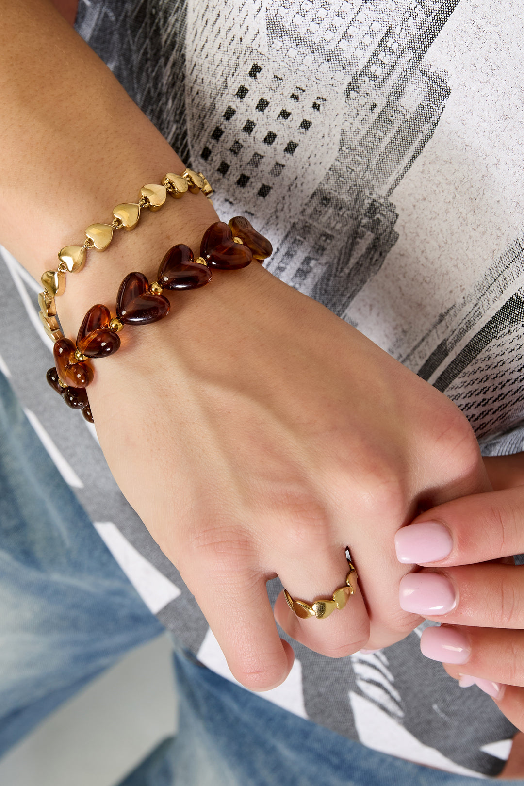 Pulsera Cuentas Corazones