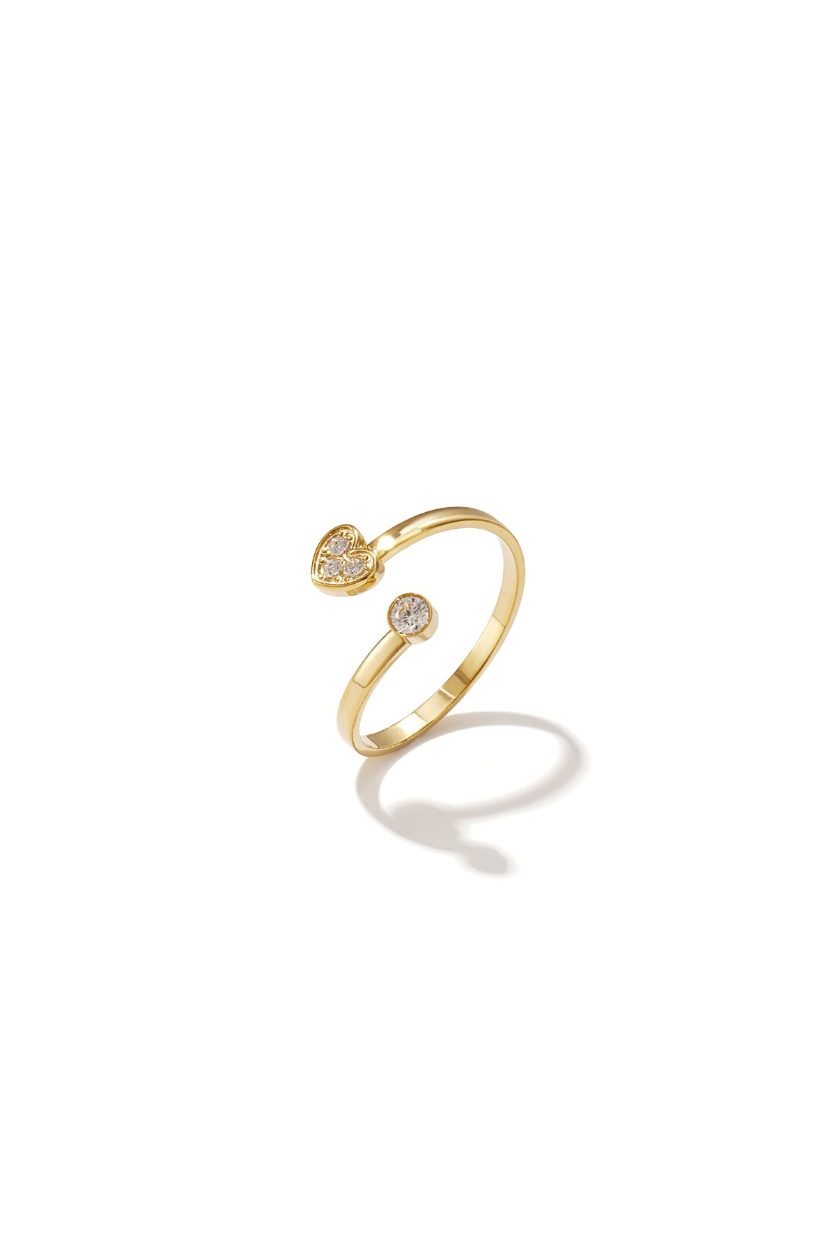 Anillo minimalista ajustable con piedras y corazón