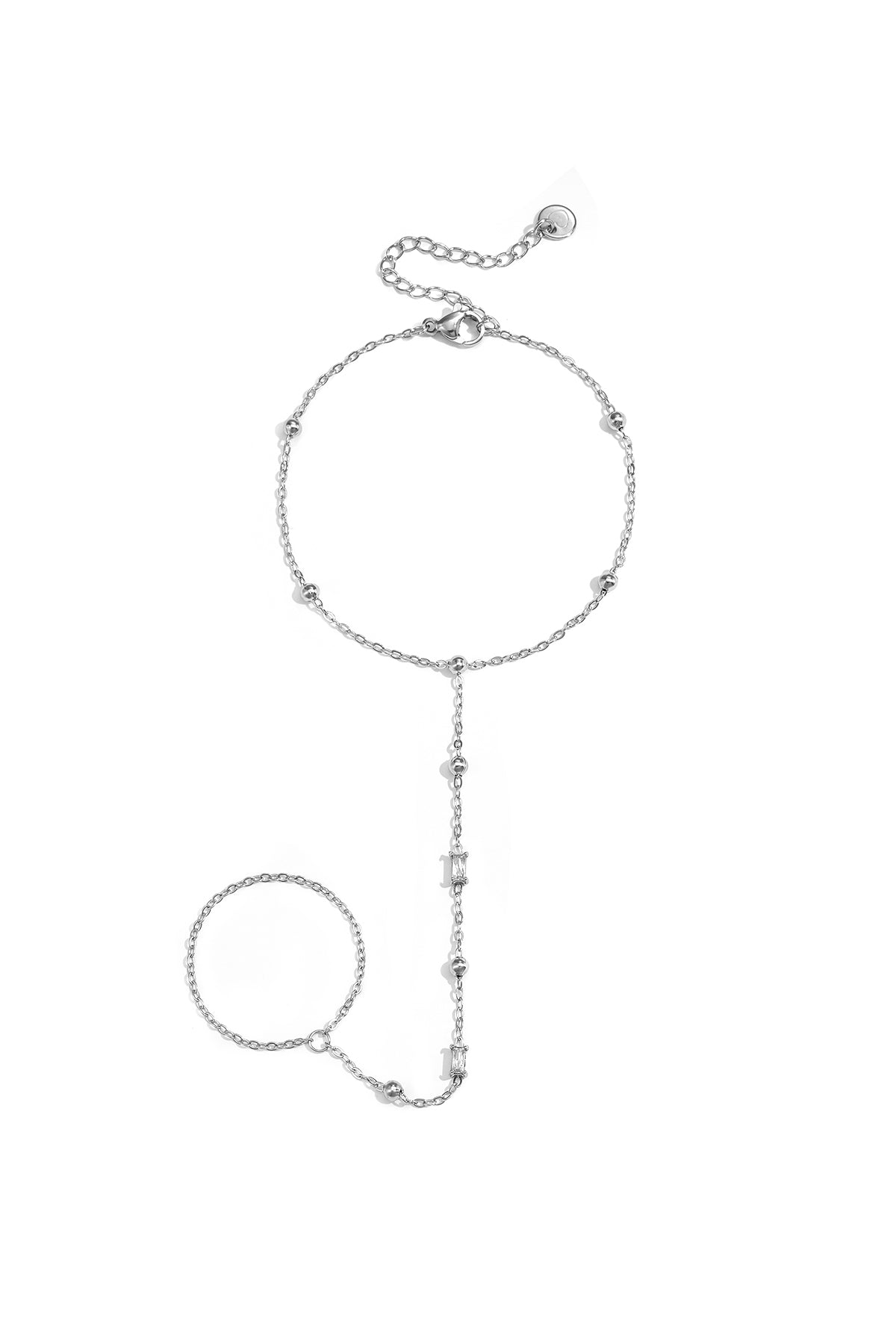 Cadena de mano con cuentas y piedras rectangulares