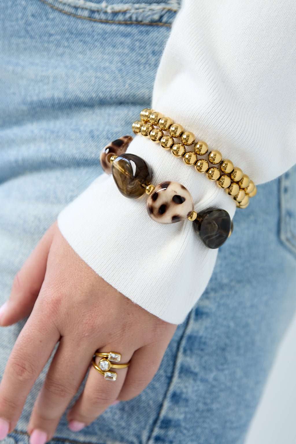 Pulseras de cuentas acrílicas leopardo
