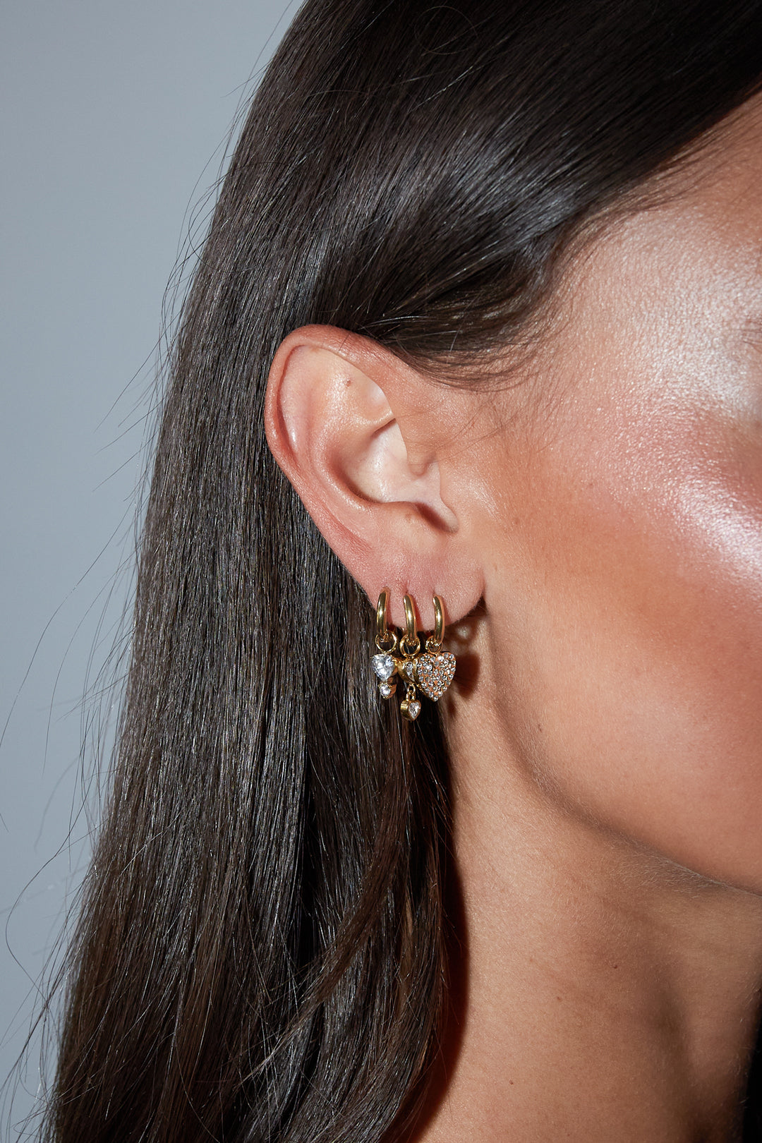 Conjunto de pendientes de acero inoxidable con forma de corazón