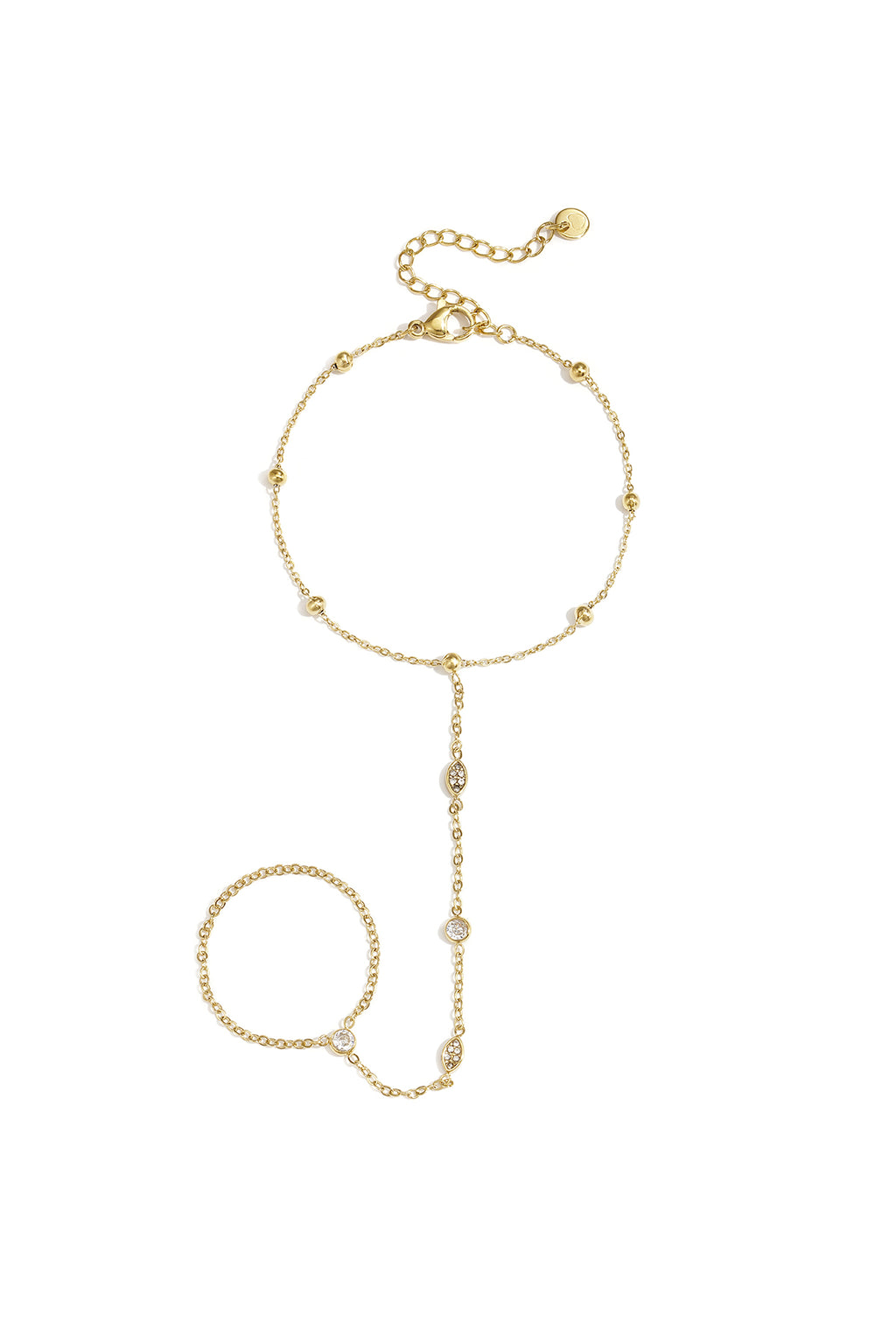 Cadena de mano con piedras ovaladas y redondas
