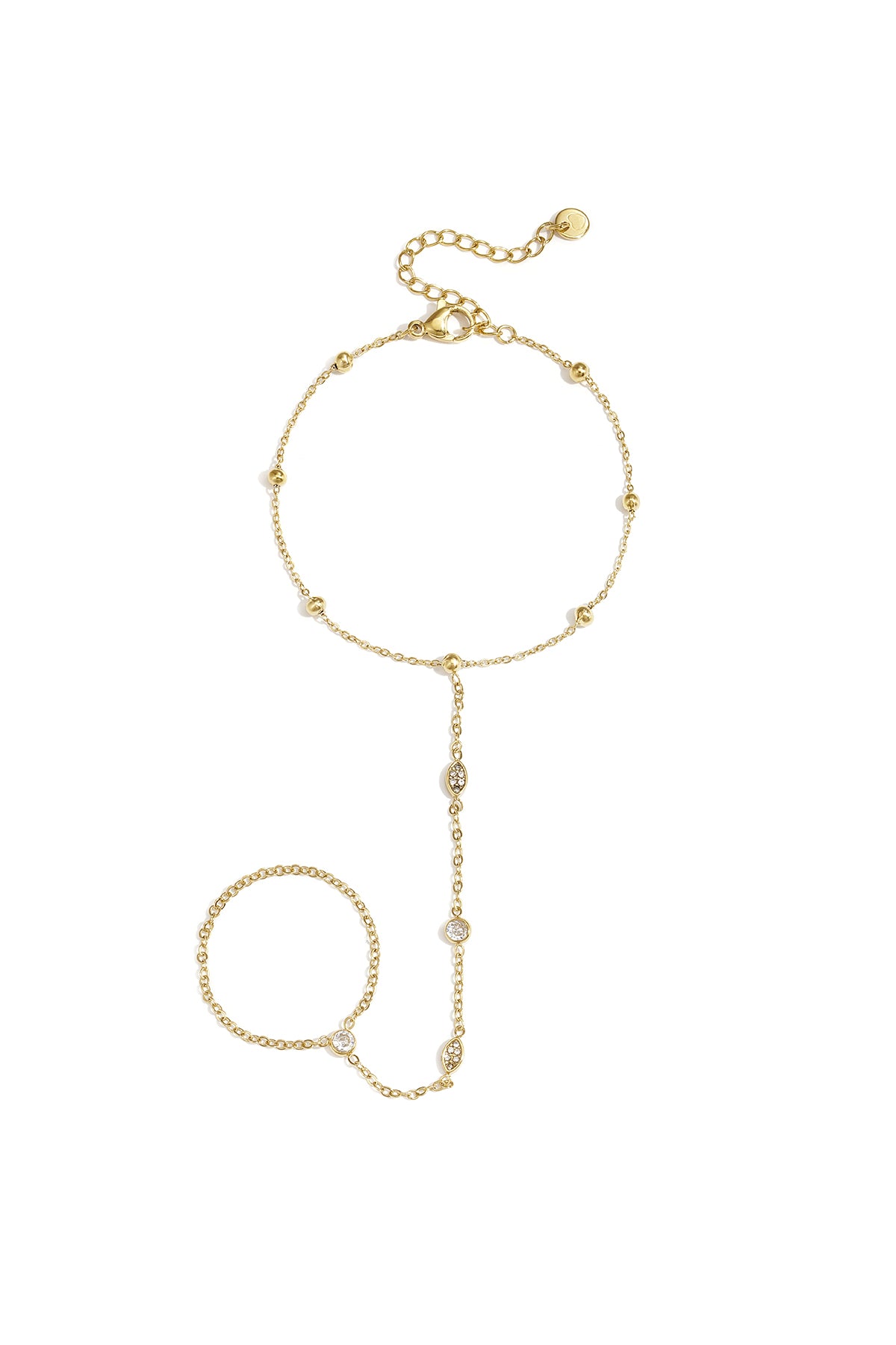 Cadena de mano con piedras ovaladas y redondas
