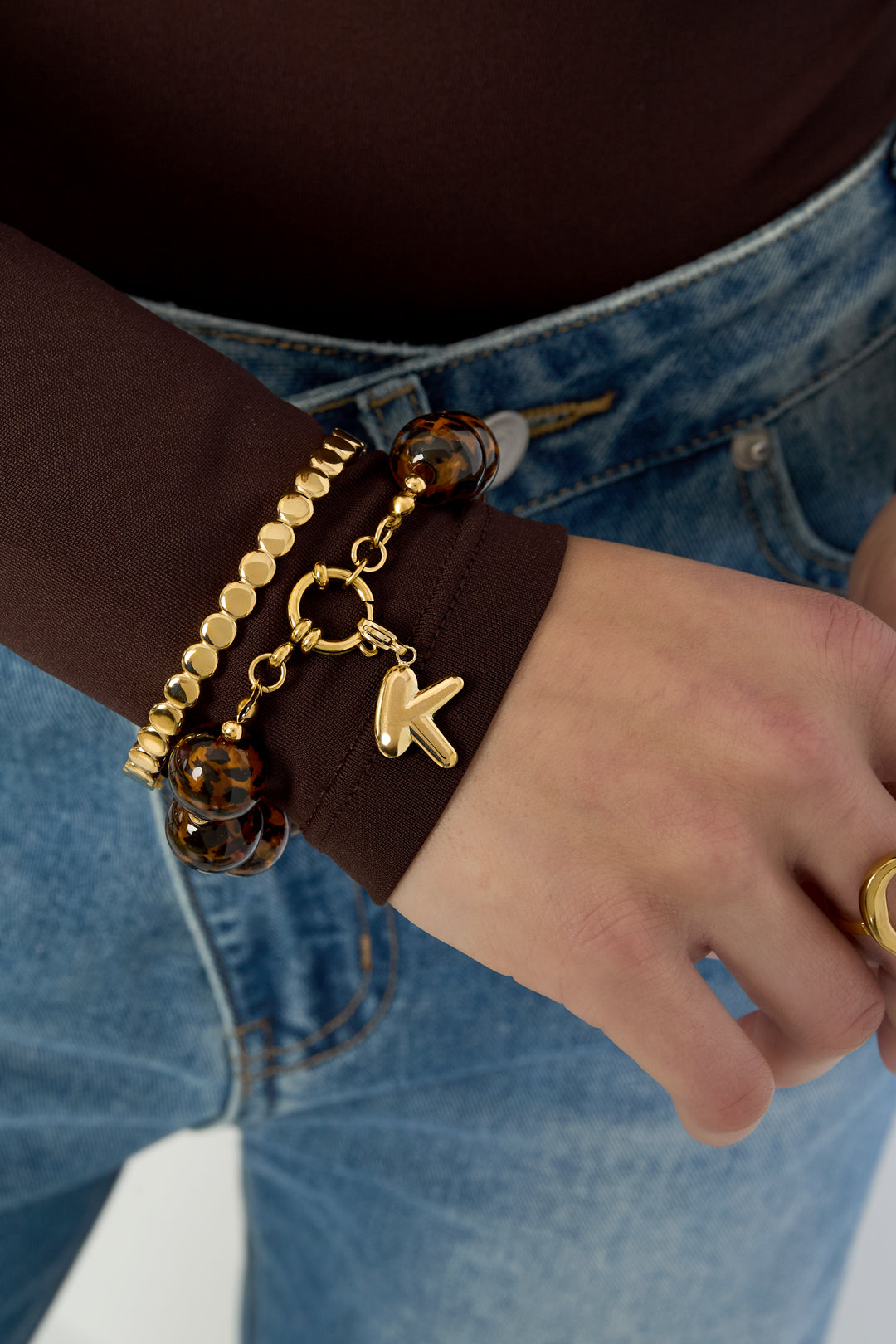 Pulseras de cuentas acrílicas con estampado de leopardo, serie informal y sencilla para uso diario, joyería para mujer-16mm