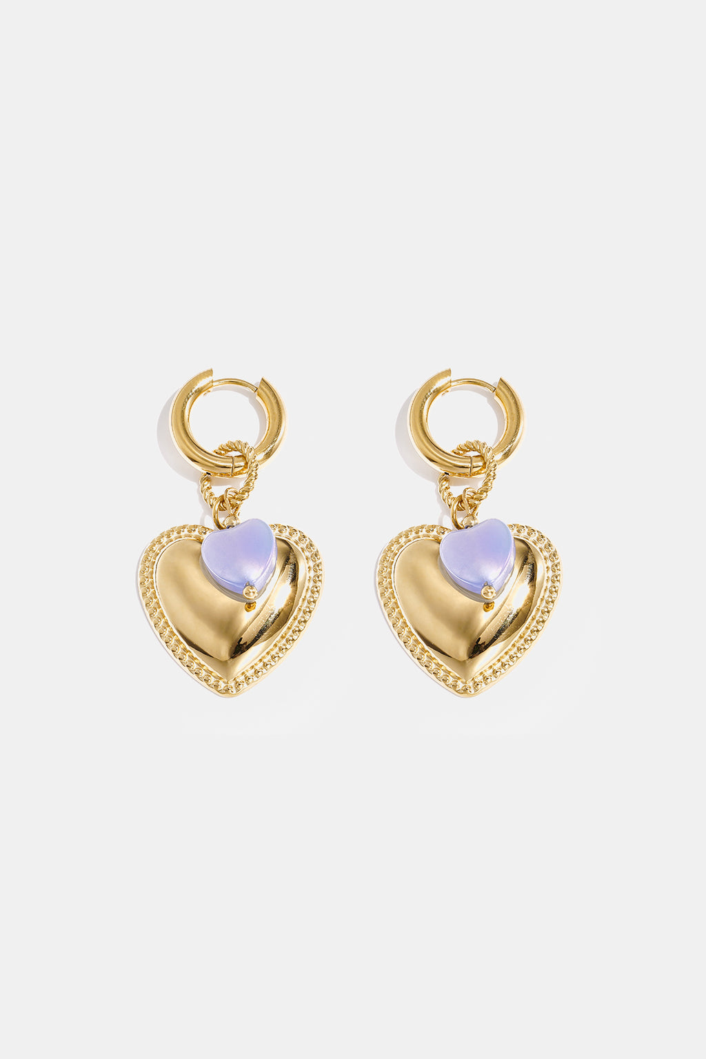 Elegant Rose Red & Baby Blue Heart Drop Earrings