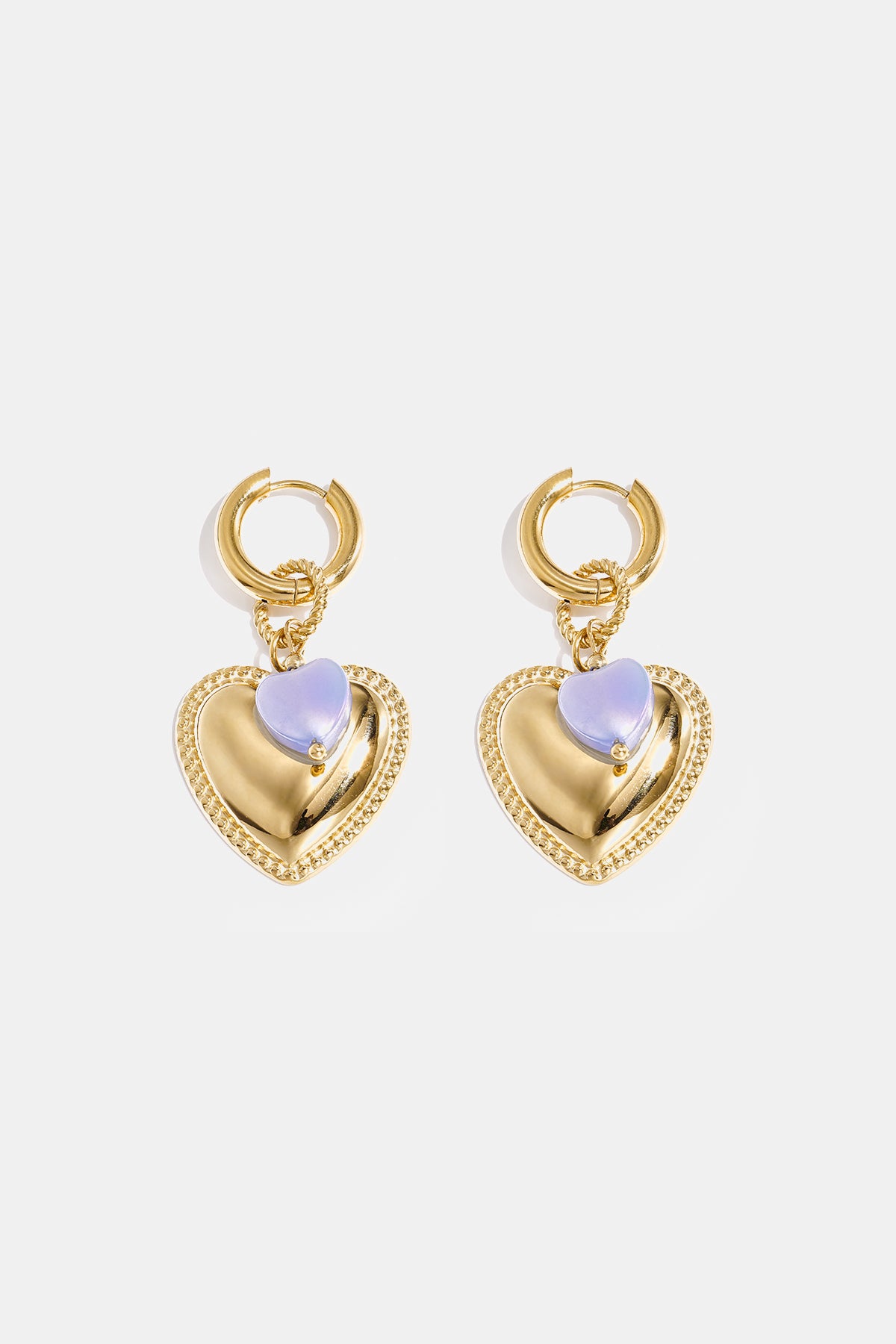 Elegant Rose Red & Baby Blue Heart Drop Earrings