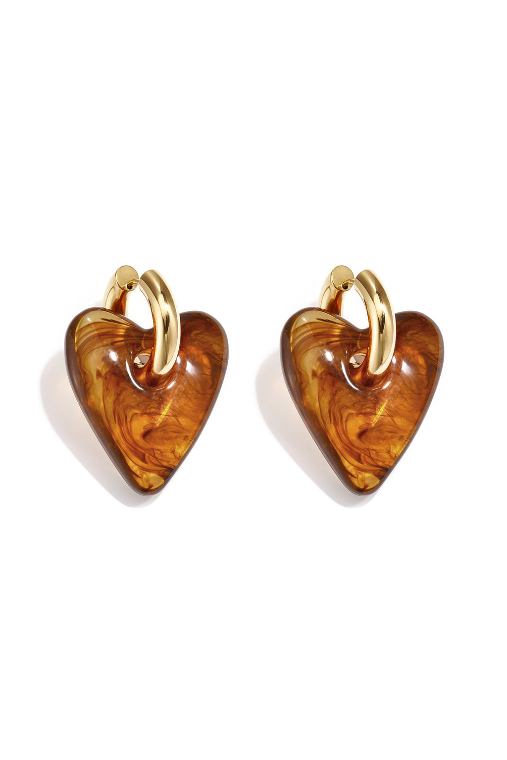 Pendientes con colgante de resina en forma de corazón