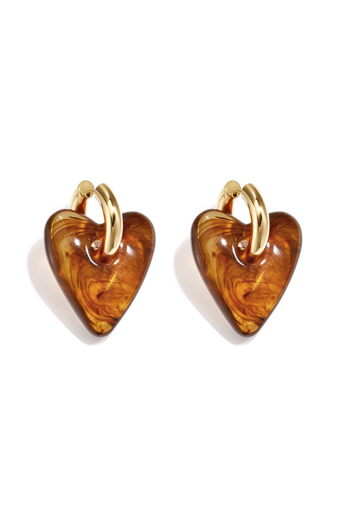 Pendientes con colgante de resina en forma de corazón
