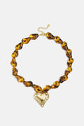 Retro Heart Beaded Necklace - Luxurious Daily Wear