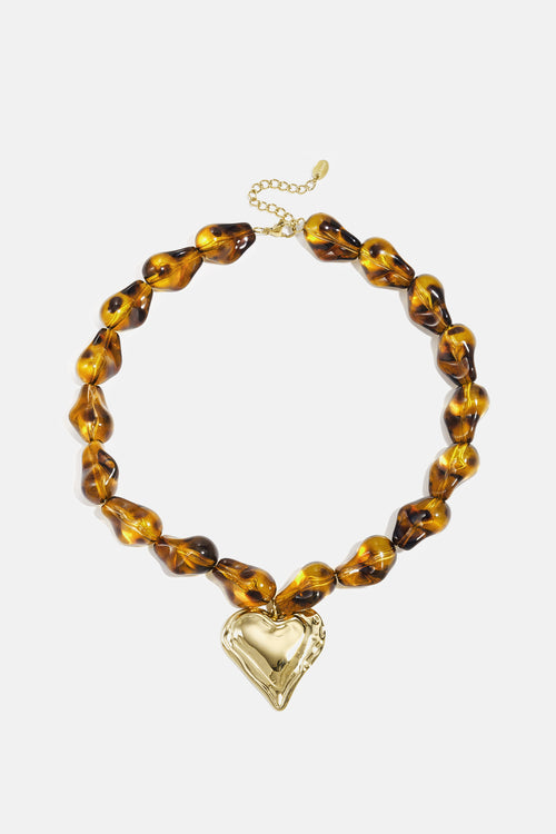 Retro Heart Beaded Necklace - Luxurious Daily Wear