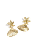 Gold Color Starfish Shell Drop Earrings for Spring/Summer