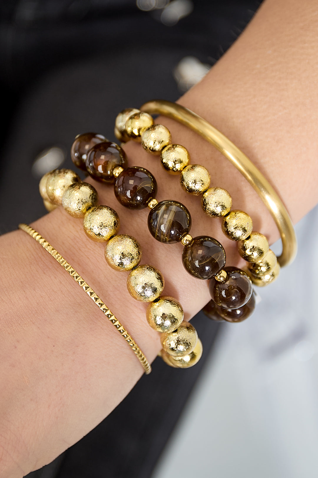 Juego de 3 pulseras con cuentas