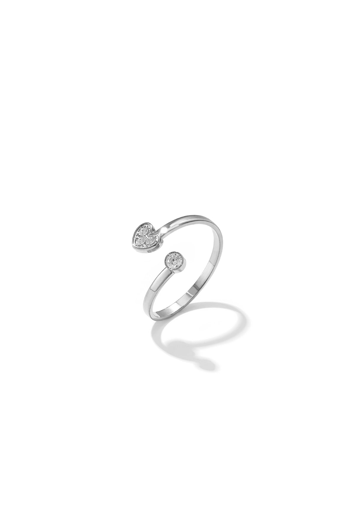 Anillo minimalista ajustable con piedras y corazón