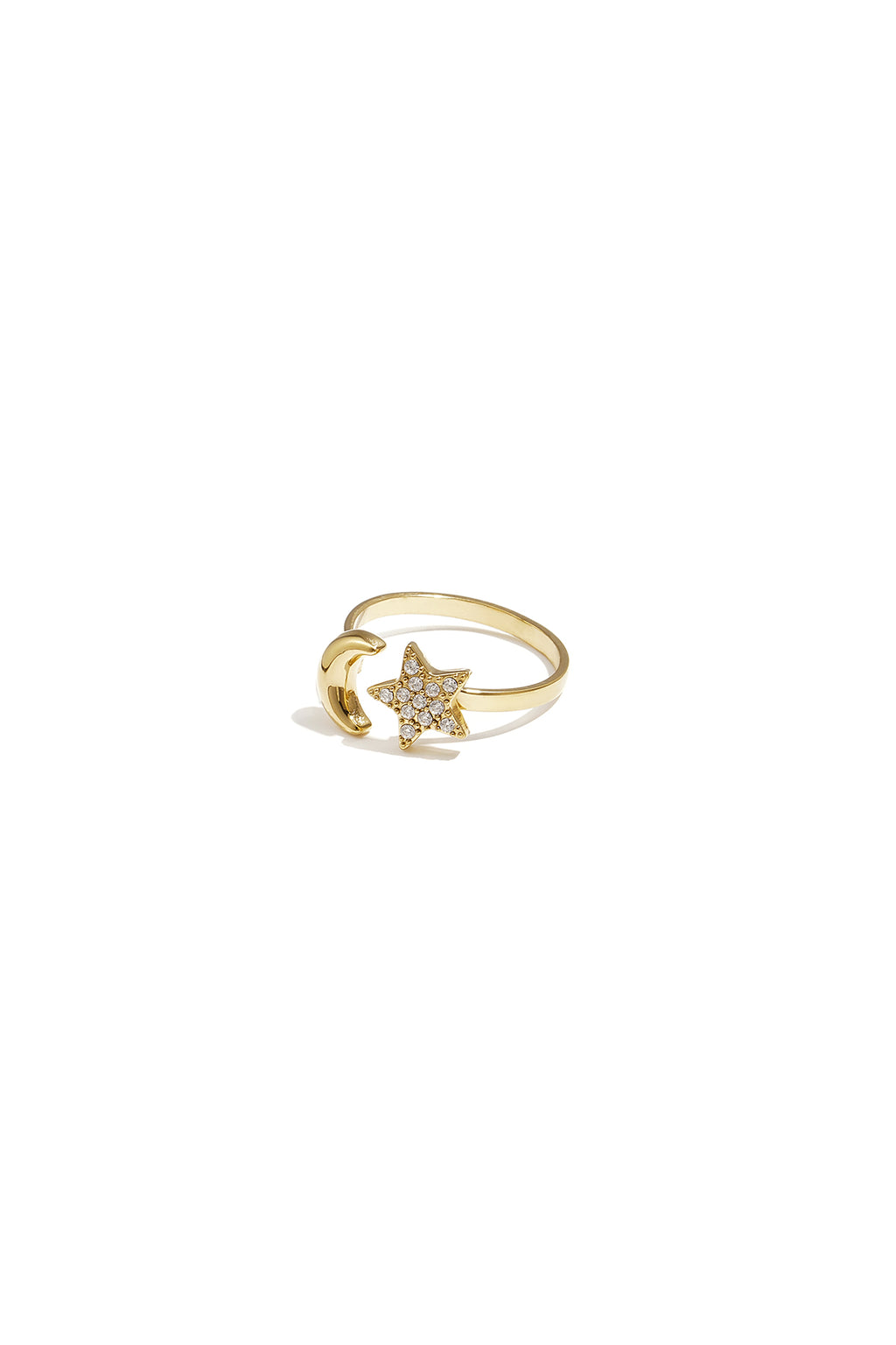 Anillo ajustable con luna y estrella brillante