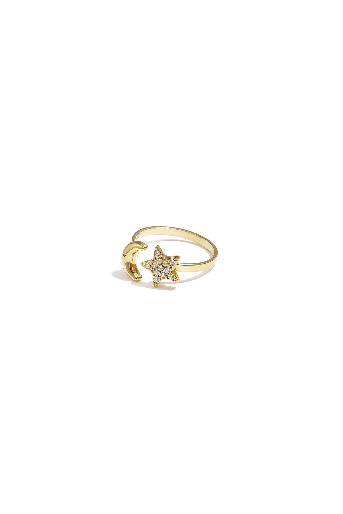 Anillo ajustable con luna y estrella brillante