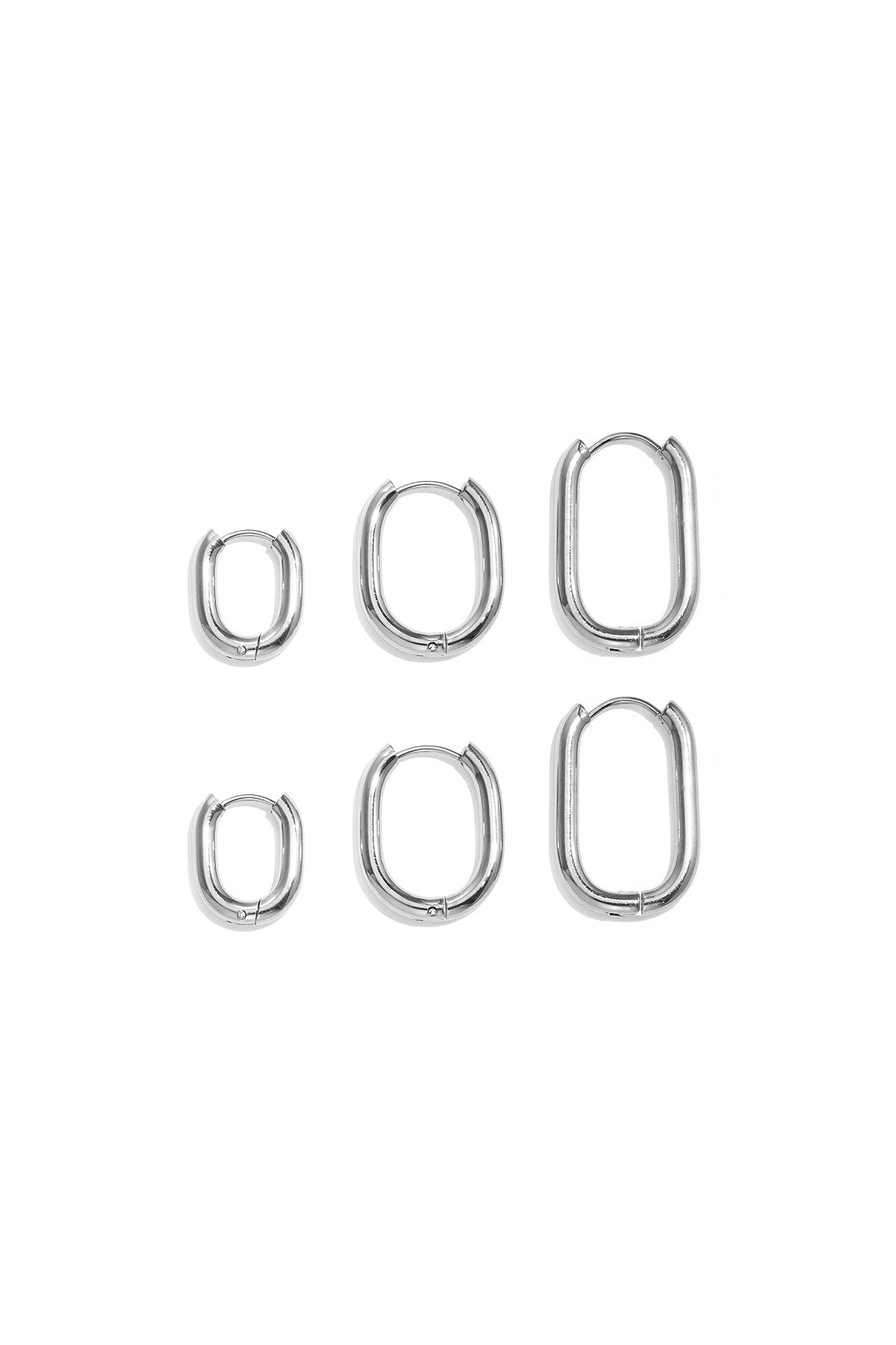 Conjunto de pendientes de acero inoxidable con forma geométrica