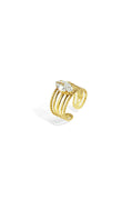 Gold-Color Adjustable Zircon Ring - Simple Elegance