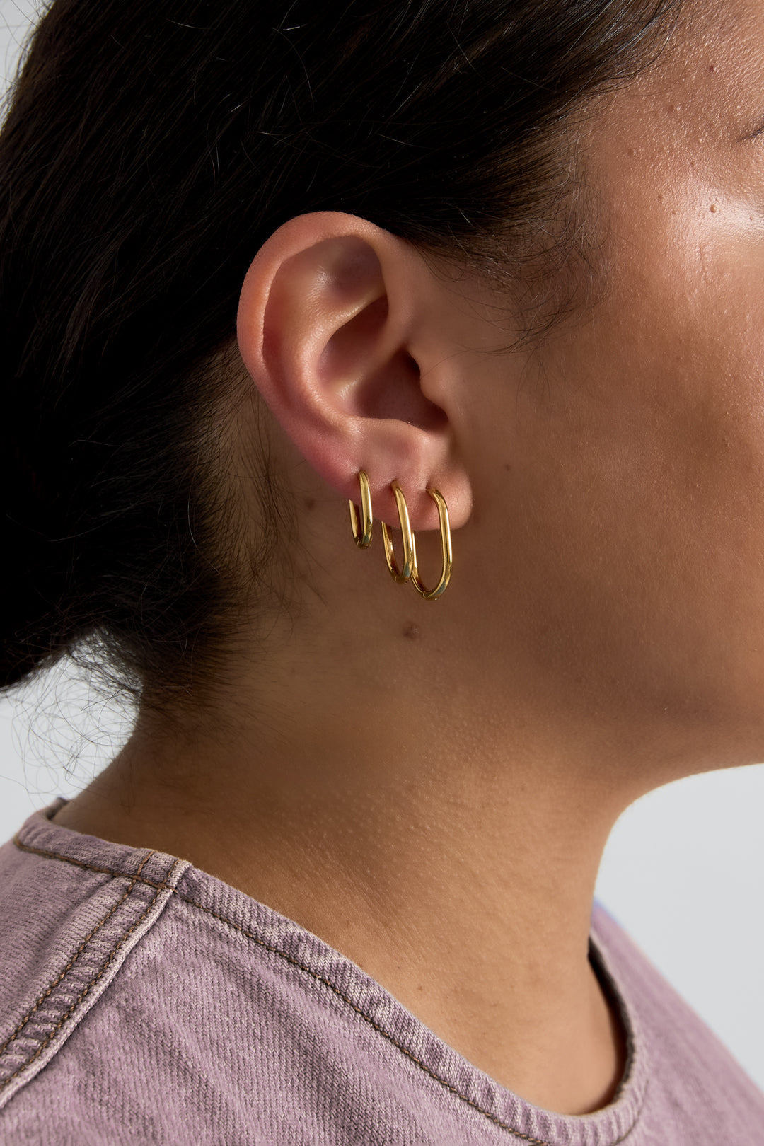 Conjunto de pendientes de acero inoxidable con forma geométrica