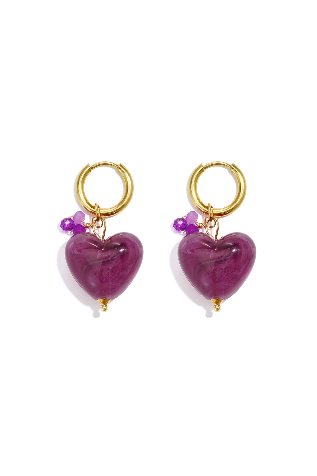 Pendientes con cuentas en forma de corazón