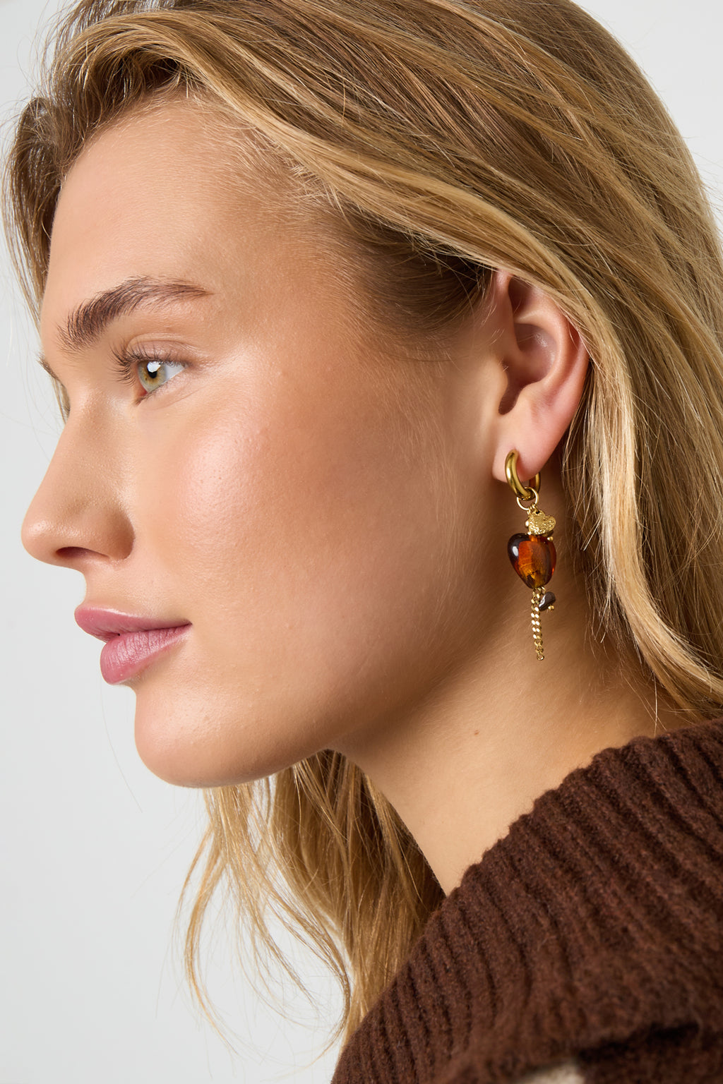 Pendientes colgantes de acero inoxidable con forma de corazón