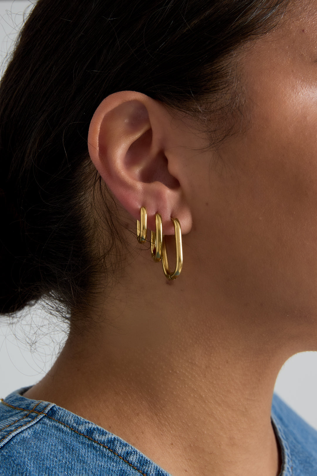 Conjunto de pendientes de acero inoxidable con forma geométrica