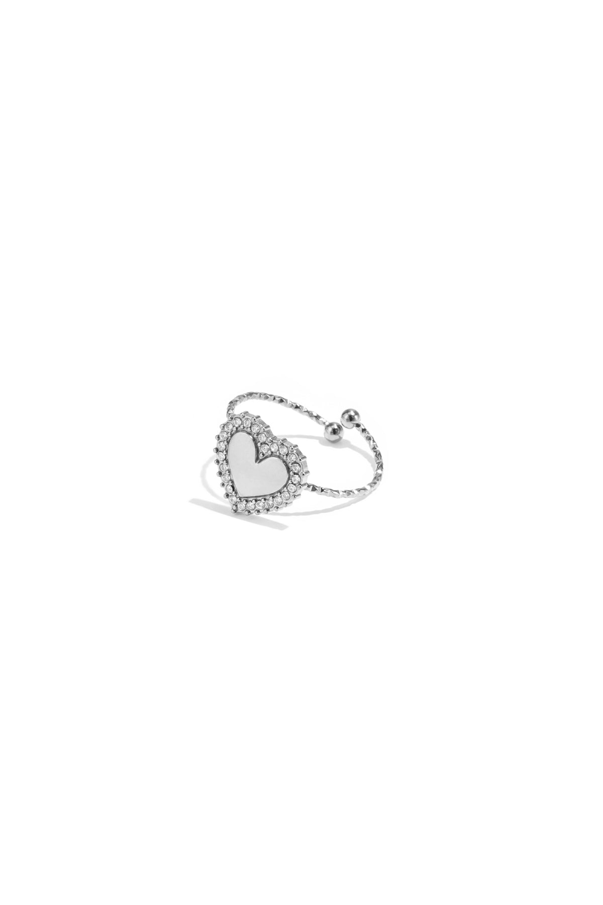 Anillo ajustable con circonita en forma de corazón
