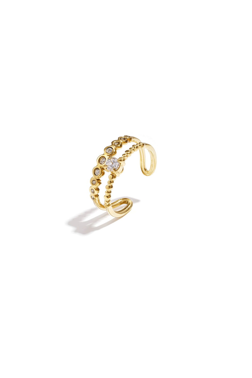 Anillo doble ajustable con piedras