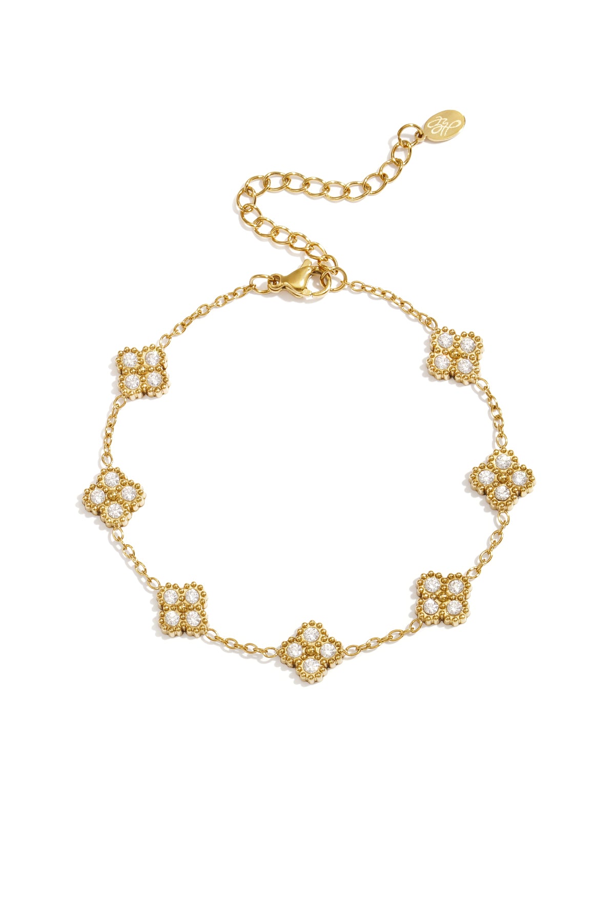Pulsera con tréboles engastados con circonitas