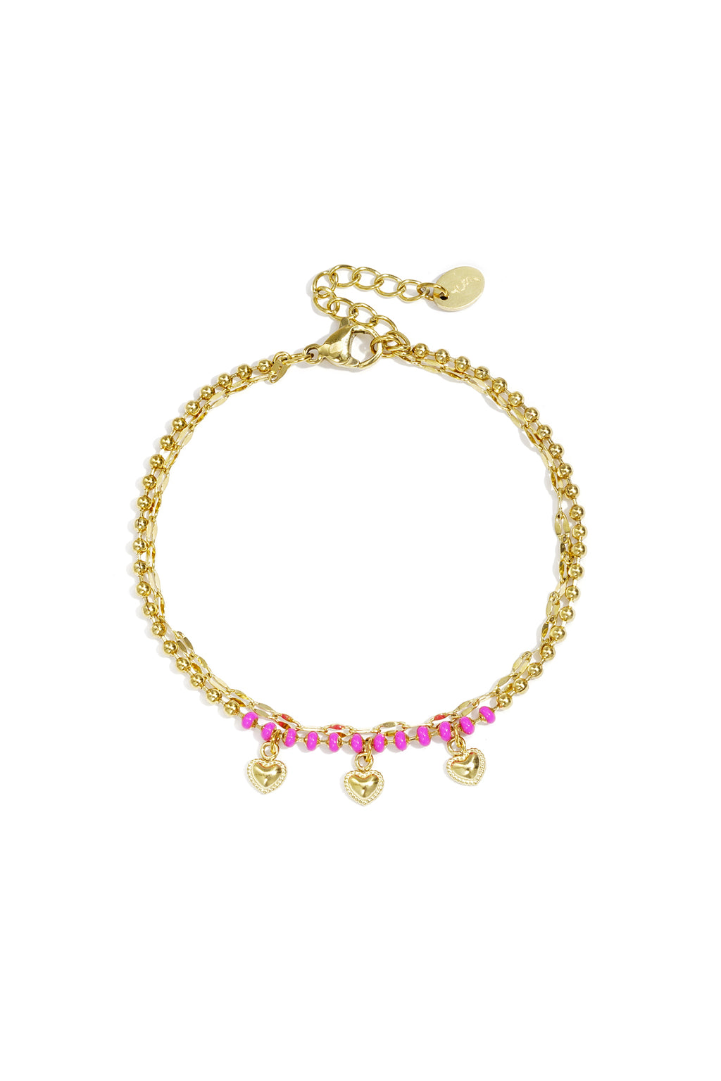 Elegant Gold Multi-Layered Heart Charm Bracelet