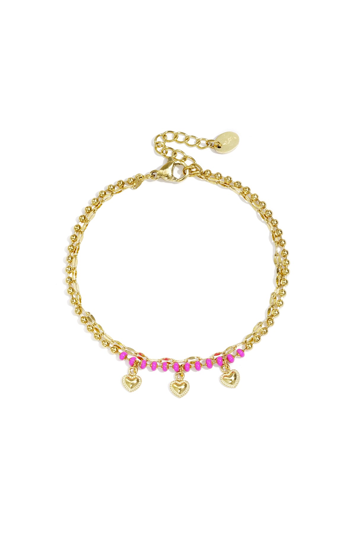 Elegant Gold Multi-Layered Heart Charm Bracelet