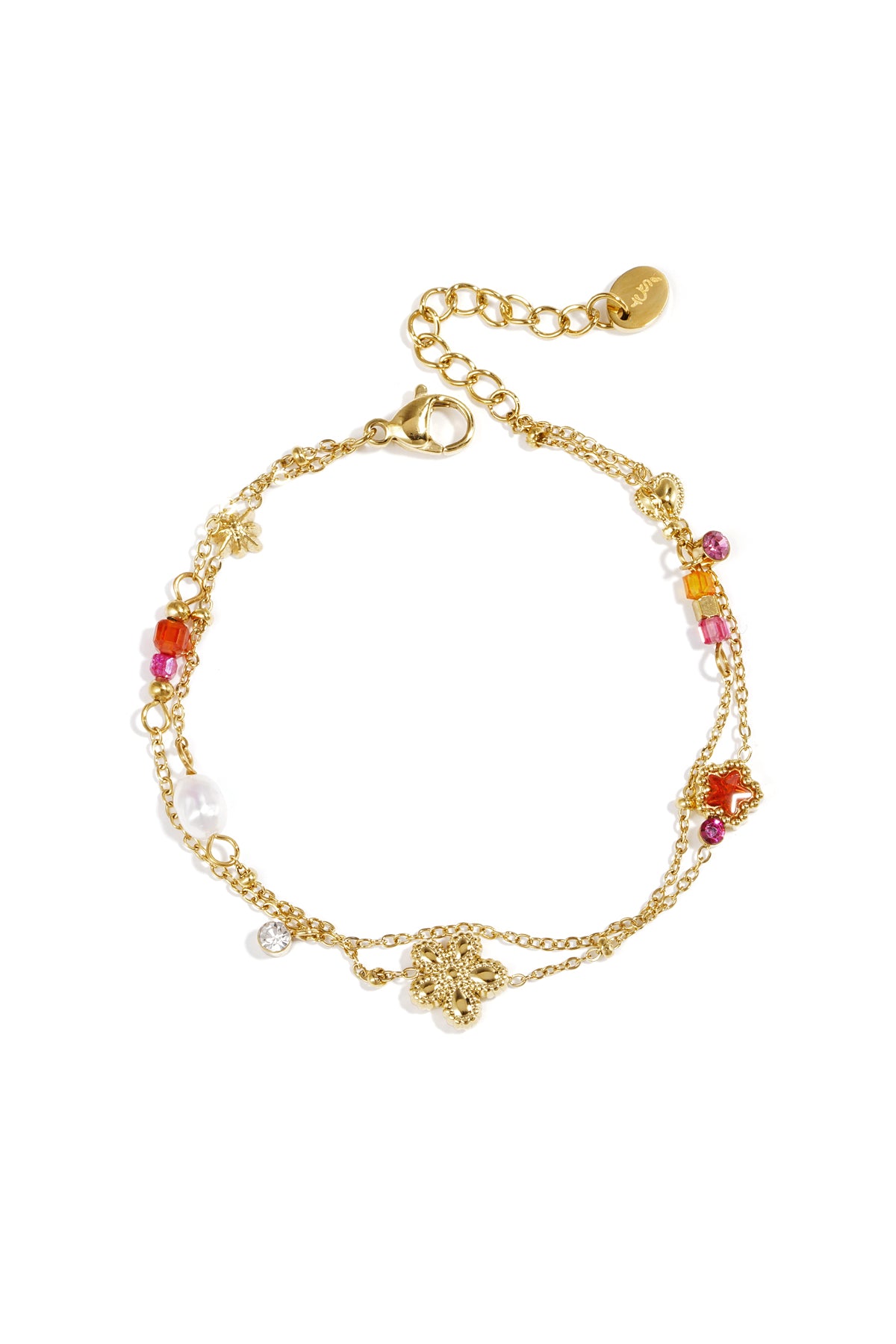 Elegant Gold Color Multi-Layered Charm Bracelet for Women