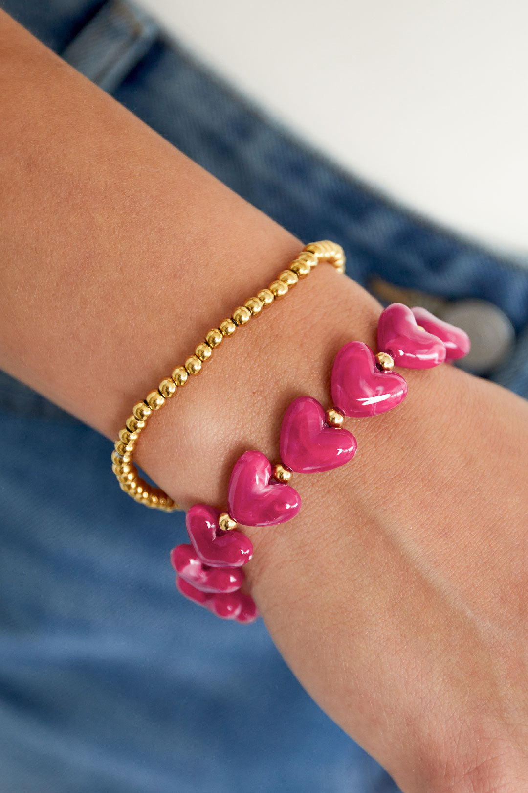Pulsera Cuentas Corazones